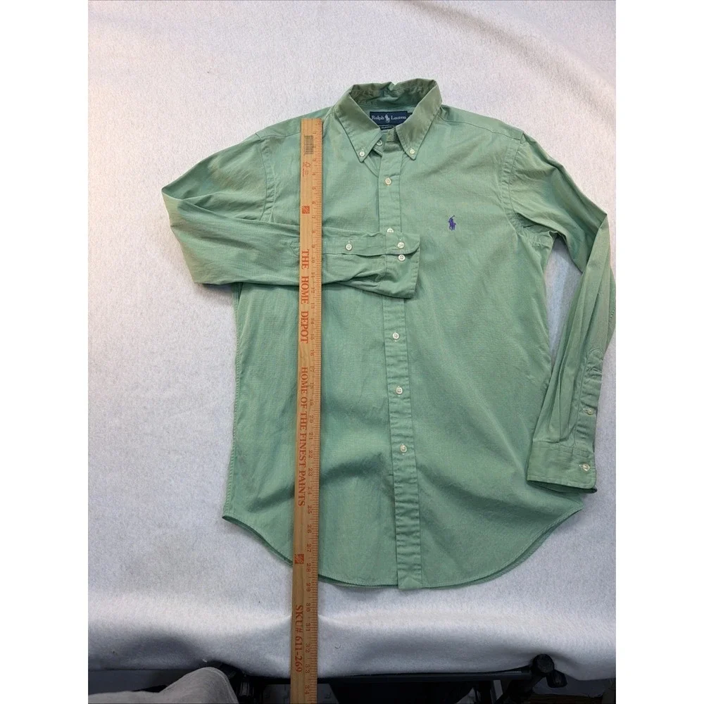 Polo Ralph Lauren Men Green Classic Fit LS Shirt Size 15 32/33
